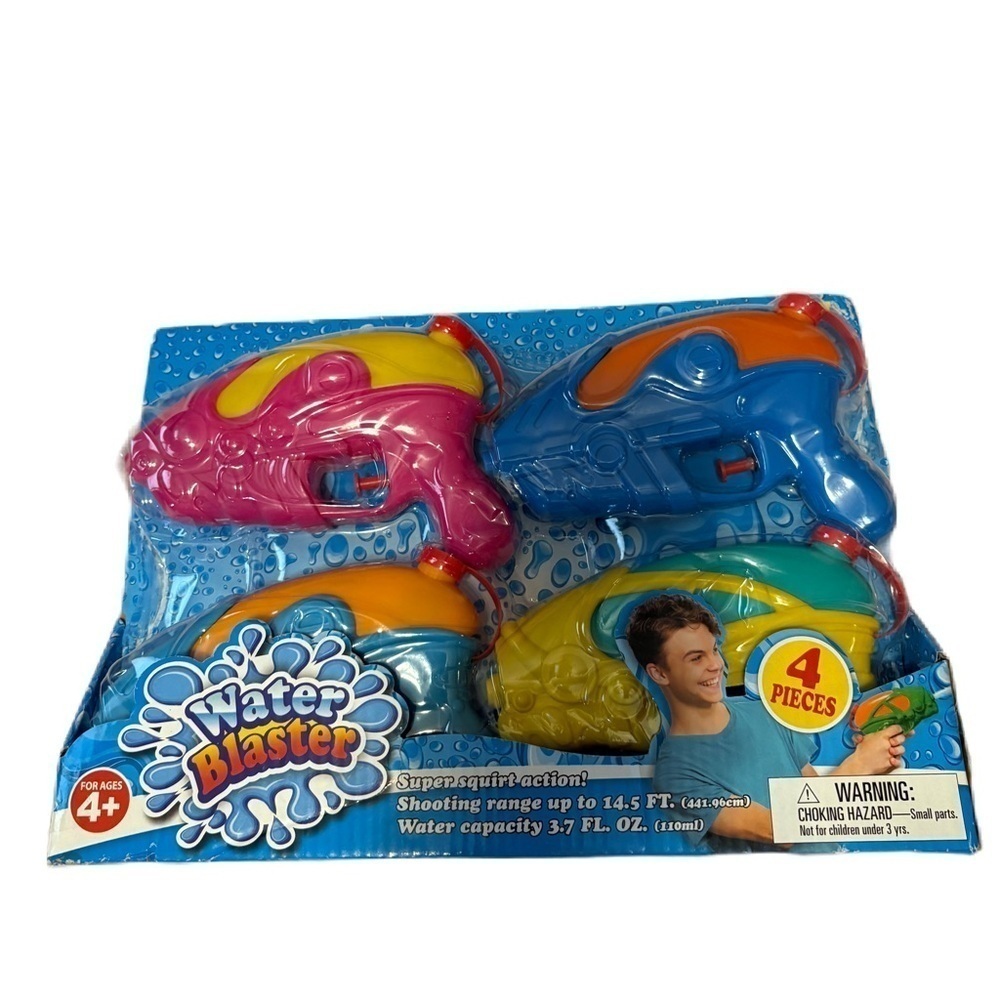 New Hydro Blaster Water Guns 4 Pc Set Ages 4+ Birthday Party Gifts NEW